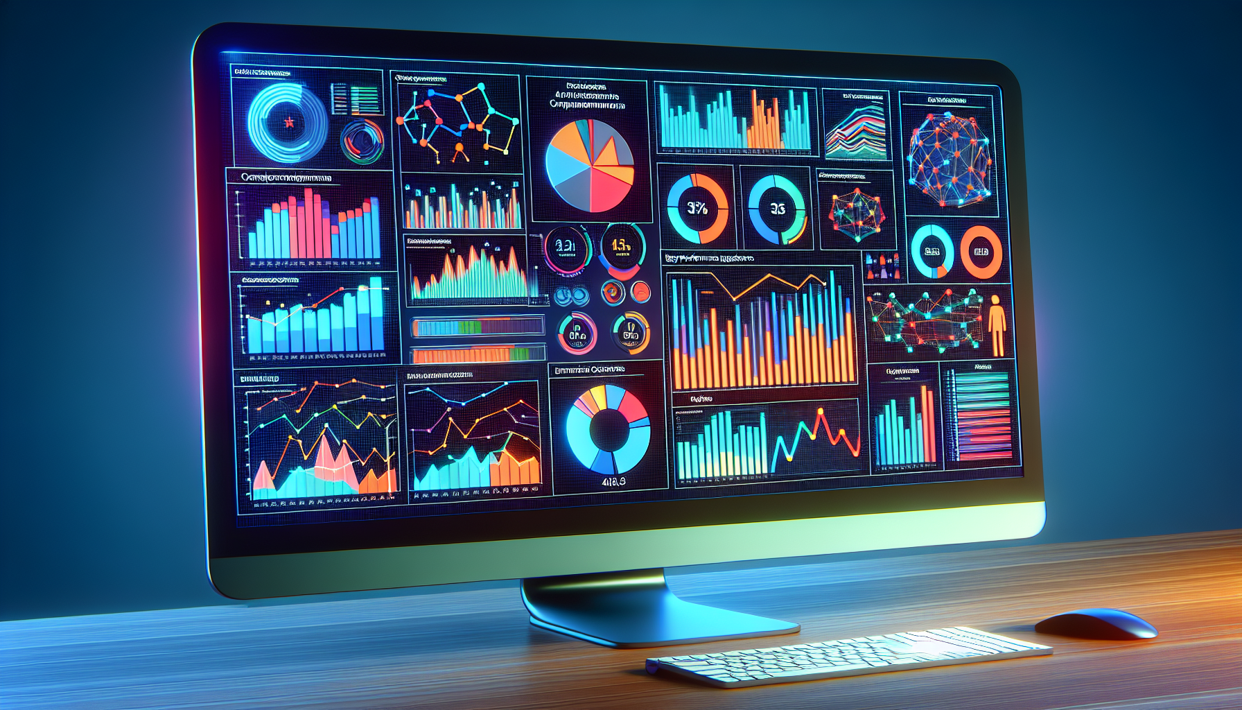 Imagen de una pantalla mostrando gráficos de KPIs de gestión de datos